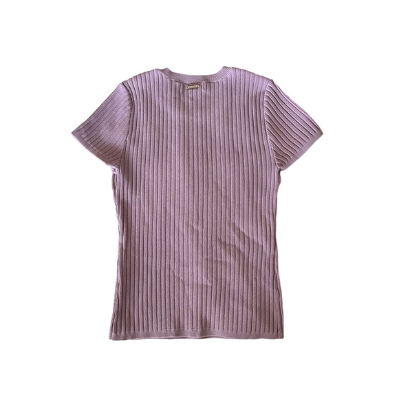 Guess Y2K Lilac Short Sleeve Crew Neck Knit Top Size S - Picture 4 of 6
